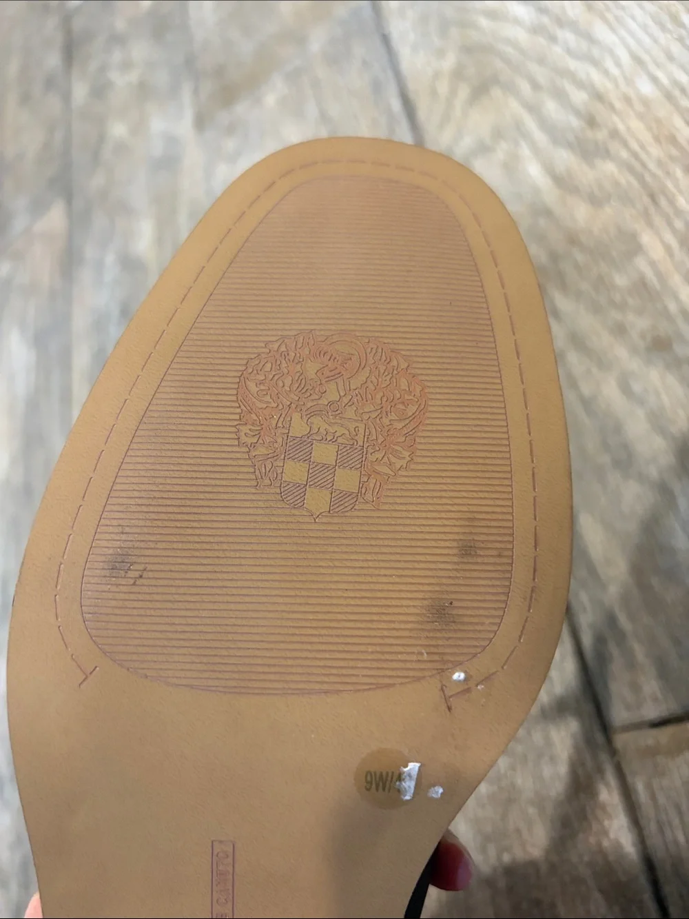 NWOB Vince Camuto Erinesa Block Leather Penny Loafers with Gold Accent